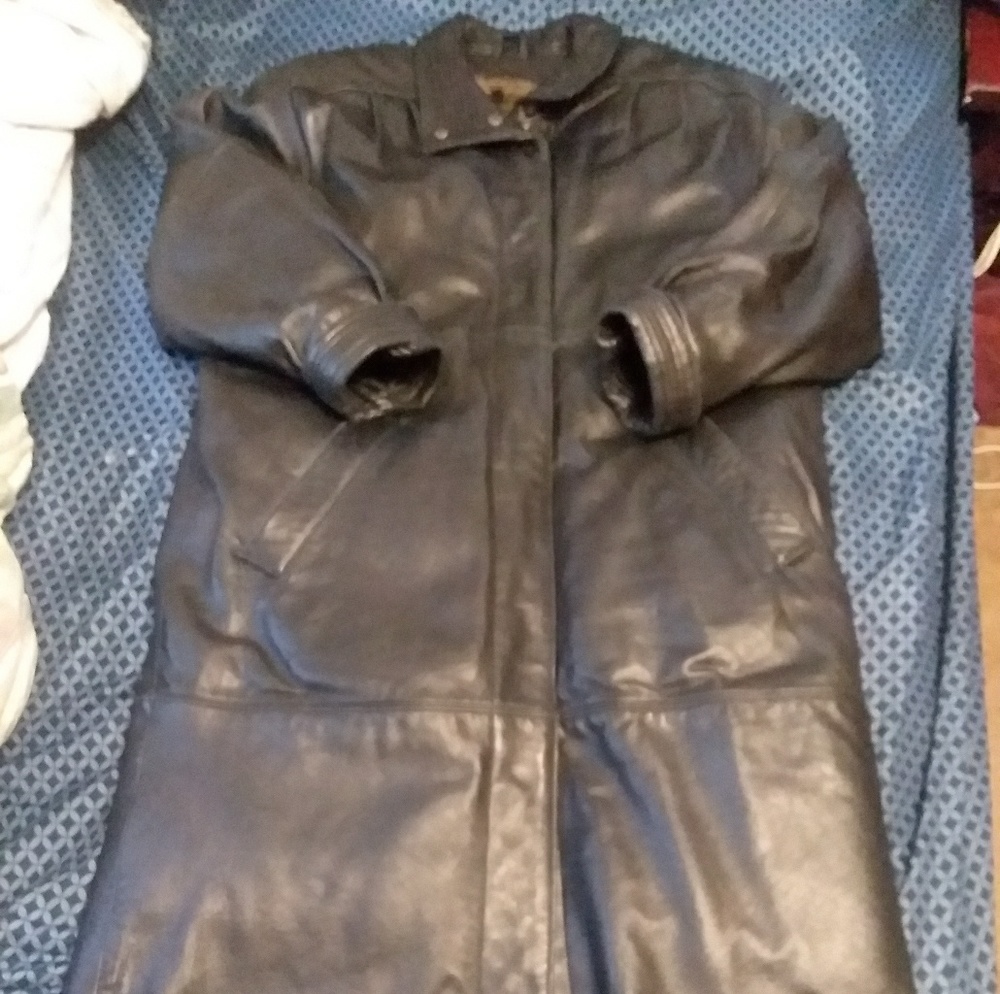 Eddie bauer leather long coat